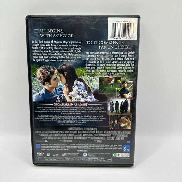 The Twilight Saga Eclipse Two Disc Special Edition Kristen Stewart DVD Case - Picture 3 of 4